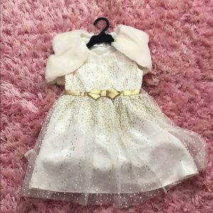 Toddler white and gold dress